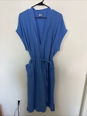 Soma Women’s Ocean Blue Cotton Short Sleeve Tie Robe Dress Size M Lightweight